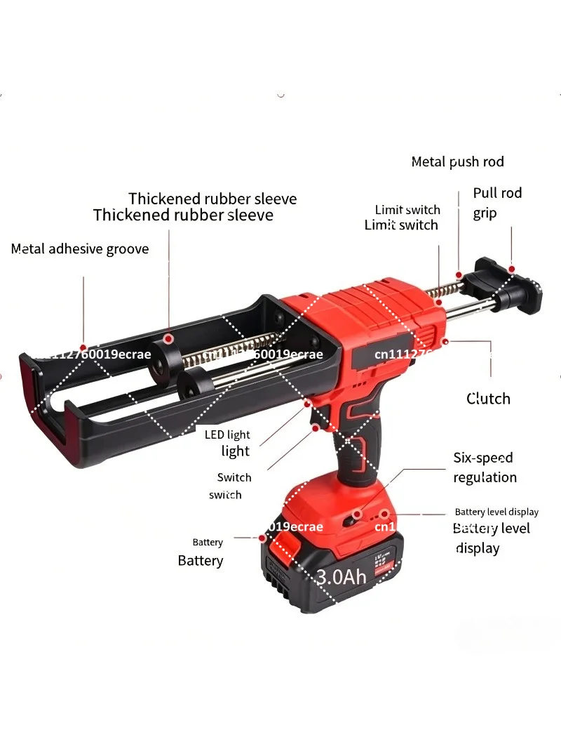 Cordless 6-Speed Double Tube Electric Glue Gun, Lithium Battery Construction Tool