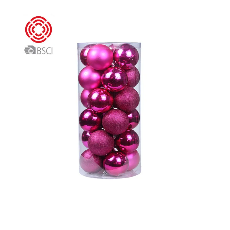 3/4/6/8 cm24 Set di palline di natale palla colorata placcatura in plastica ciondolo albero di natale vacanze di natale decorazioni fai da te