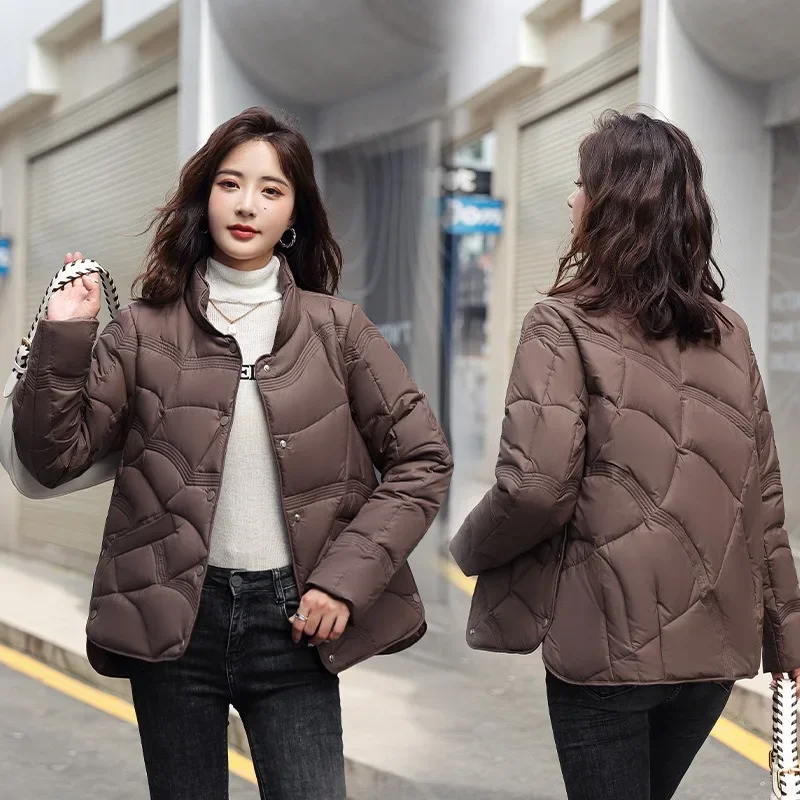 

Winter Jackets Woman Fashion Stand-up Collar Light Down Cotton Coat Casual Short Single Breasted Warm Basic Outerwear Ladies Top
