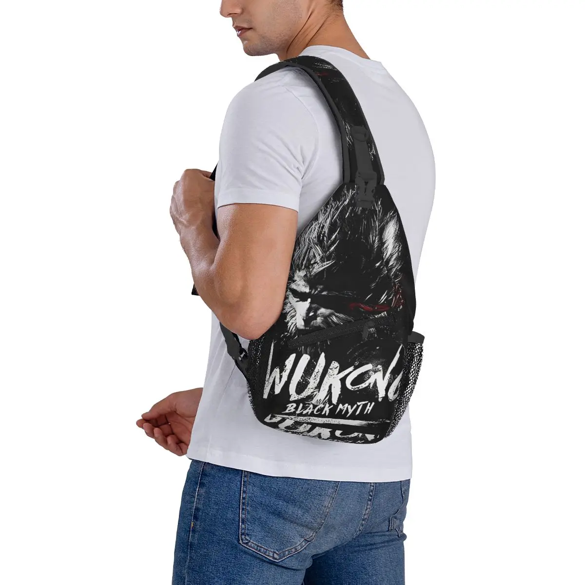 Black Myth Wukong-mochila cruzada para el pecho, bandolera de hombro para viaje, senderismo, Daypacks, paquete impreso de videojuegos 3A, 2024