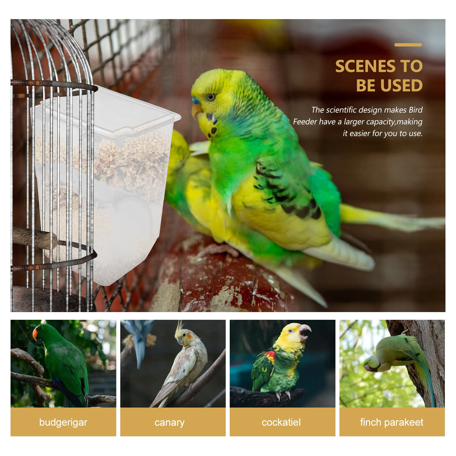 Hanging Pigeon Feeder Transparent Flip Cover Anti-Spill Food Box Cage Feeder Practical Bird Food Dispenser Space Saving Durable - Image 2