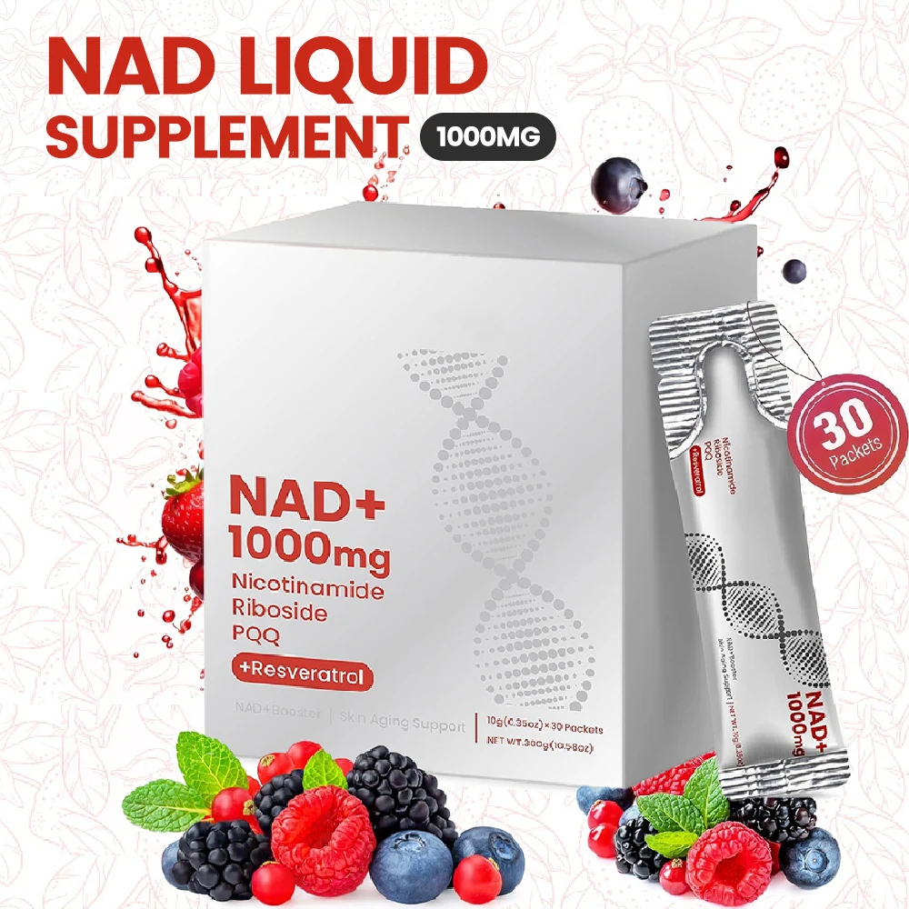

NAD+ 1000mg Liquid Drink Supplement with Nicotinamide Riboside, in/Post-Workout NAD Booster for Cellular Energy, Healthy Aging