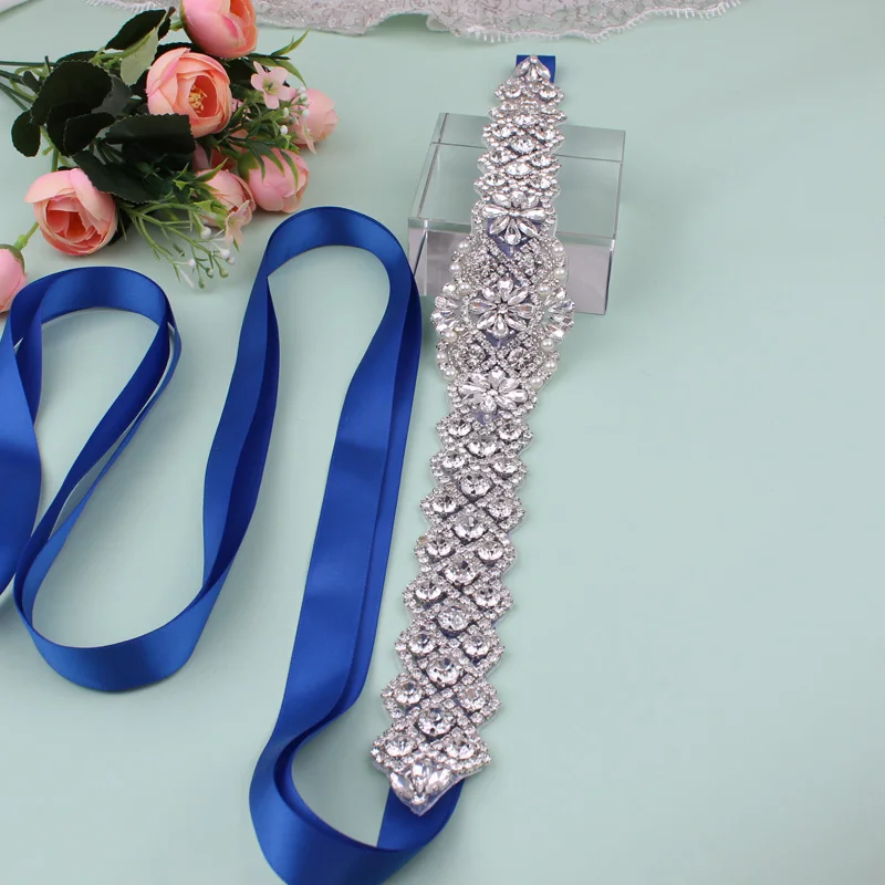 Cinturón de boda con diamantes de imitación de cristal plateado, elegante, lujoso, con cuentas, hecho a mano, dama de honor