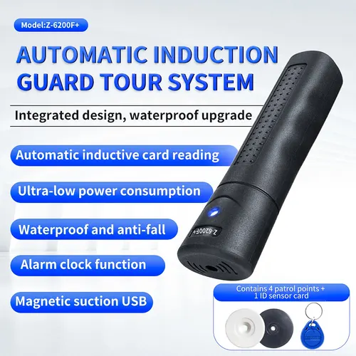 Patrol Recorder Guard Tour System IP67 Software gratuito Sistema de asistencia de monitoreo de guardia profesional con 4 etiquetas de punto de control RFID