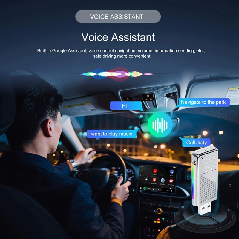 Проводной к беспроводному Android Auto Box Беспроводной адаптер Android Auto Голосовой помощник AI Box Dongle Plug & Play Wi-Fi