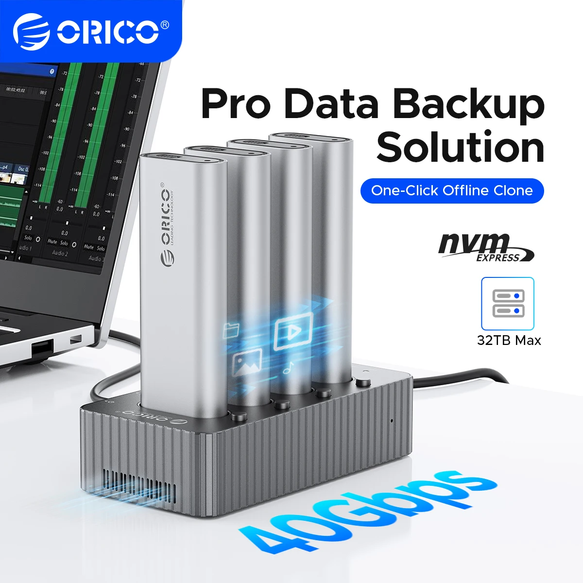 ORICO USB4 Stasiun Docking Duplikator SSD Internal 40Gbps M.2 NVMe SSD Clone Docking Station 2/4 Bay Offline Clone SSD Enclosure