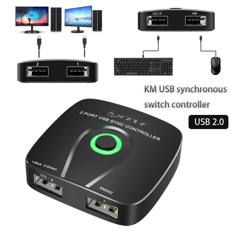 

KM USB synchronous switch controller KVM Switcher USB Multi-function share USB keyboard mouse Game switch Internet Splitter HUB