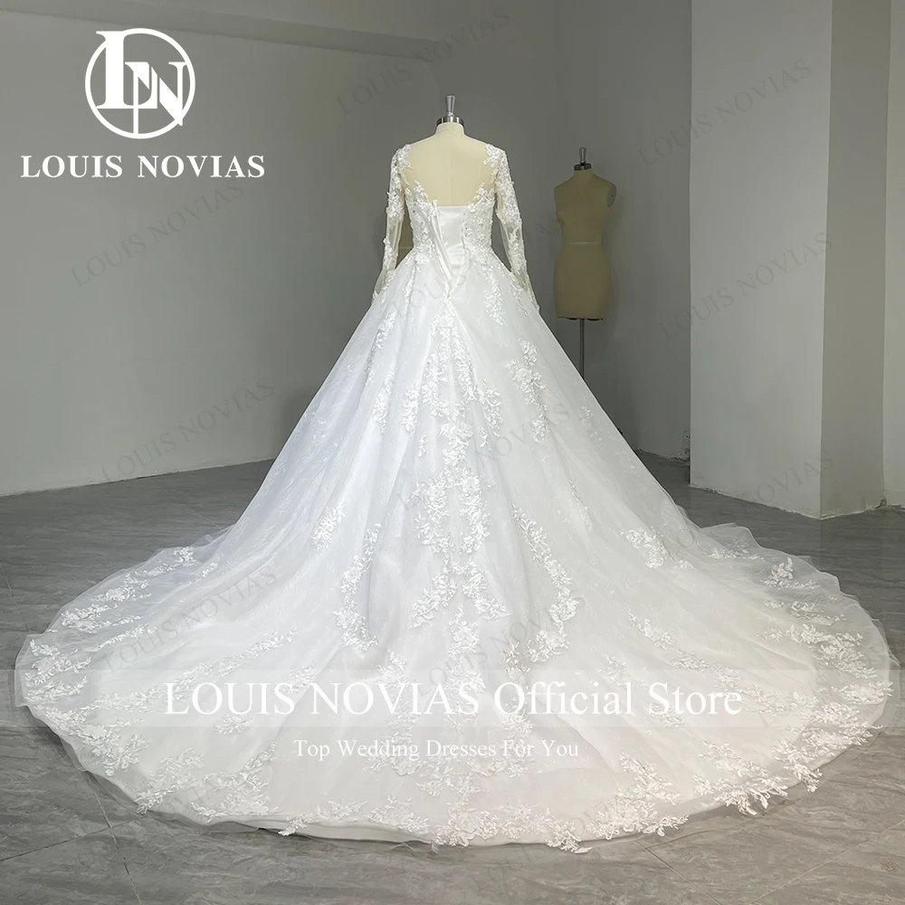 LOUIS NOVIAS Ball Gown Wedding Dresses For Women Real photos Sexy Sweetheart Long Sleeve Flowers Wedding Gown Vestido De Novia