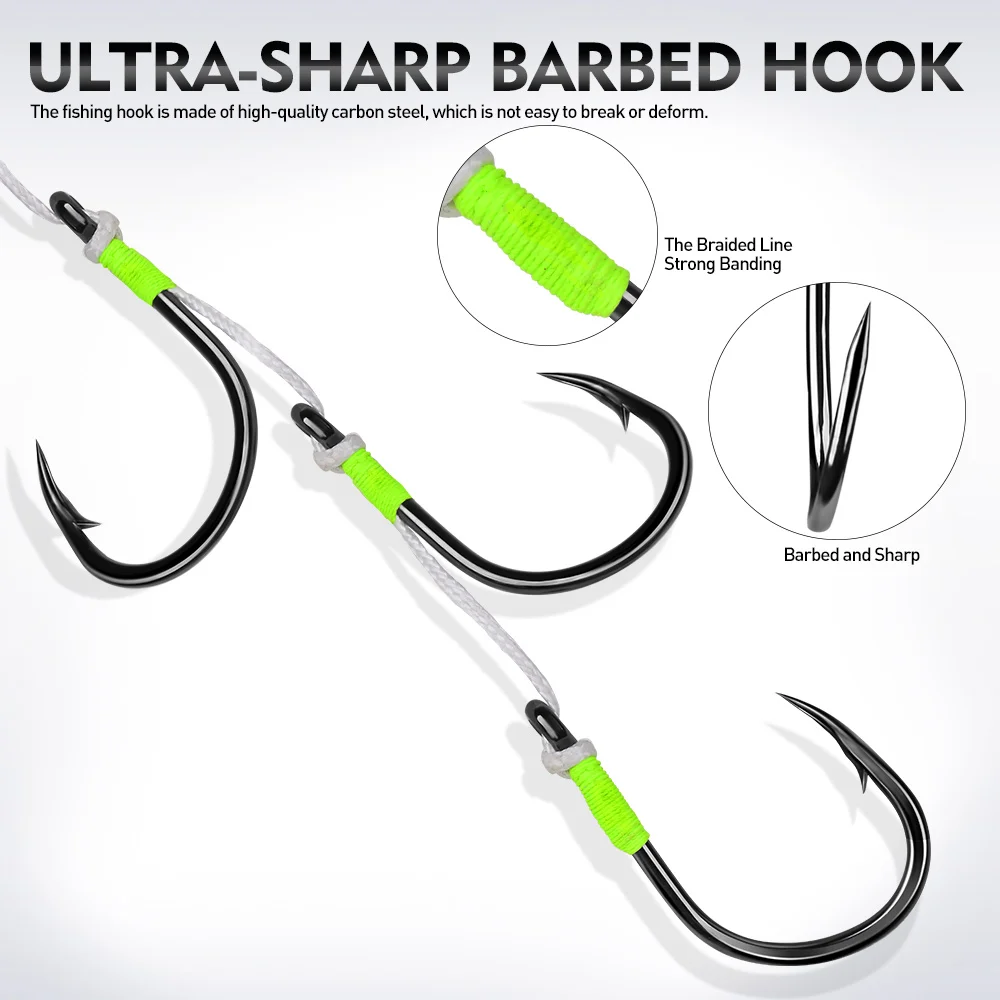 Proberos 1pc Silicone Jig Baits with Dual Hooks Luminous Squid Fishing Lures Set Glowing Deep Sea Offshore Trolling Rigs ﻿ view 5
