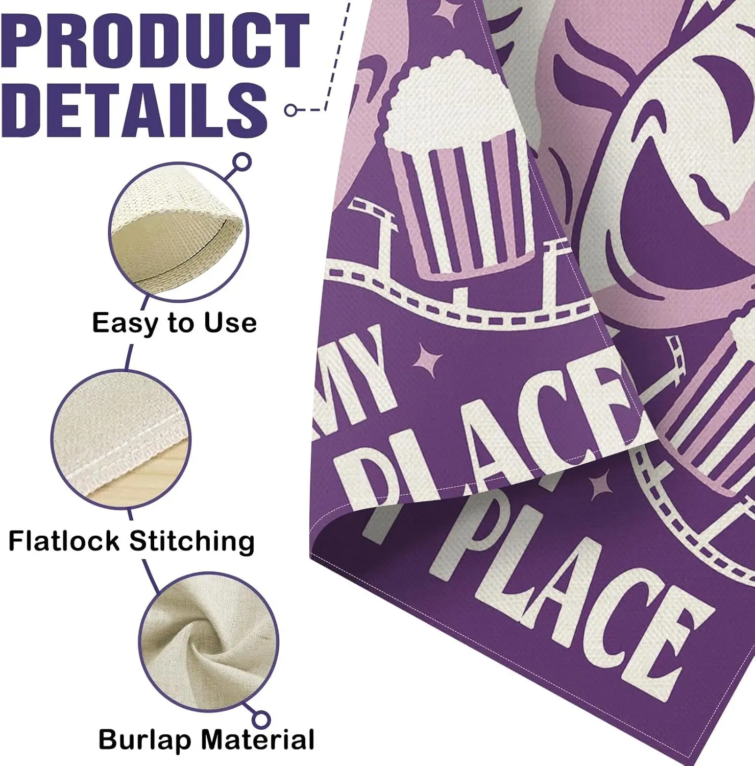 Dyrenson The Stage is My Happy Place Theater Garden Flag, Purple Drama Comedy Tragedy Mask Popcorn Film Reel Yard Outside Ho view 5