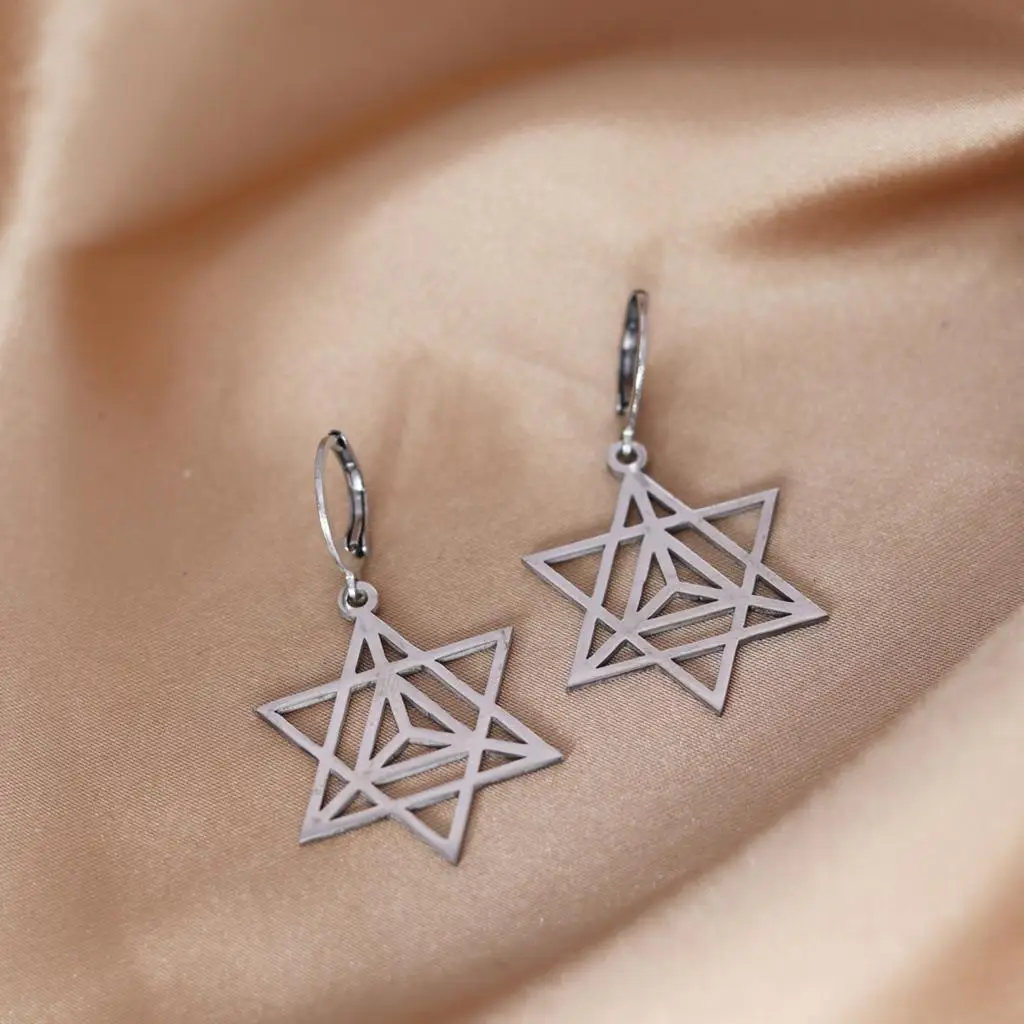 Kinitial Merkaba Star Earrings Zen Yoga Yoga Jewish Mysticism Uplifting Charm Spiritual Journey Geometry Tetrahedron Kabbalah