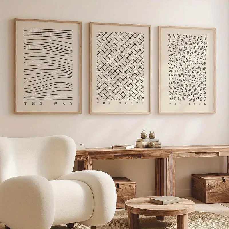 3pcs/set The Warm Bible Set Is A Modern Simple Canvas Line Art Printed Product, Suitable Home Decoration  Living Rooms  Bedrooms