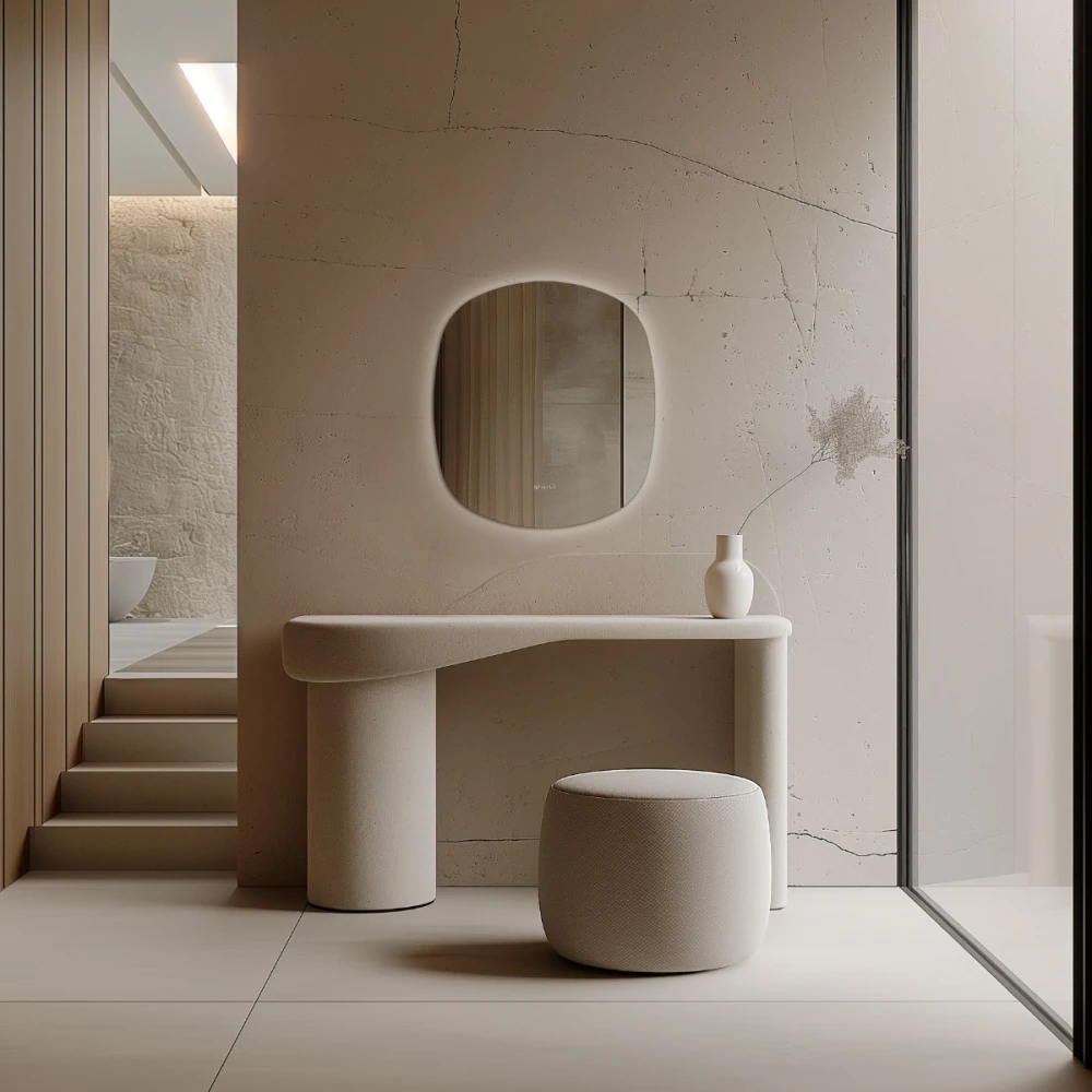 Espelho de banheiro com luz LED assimétrica