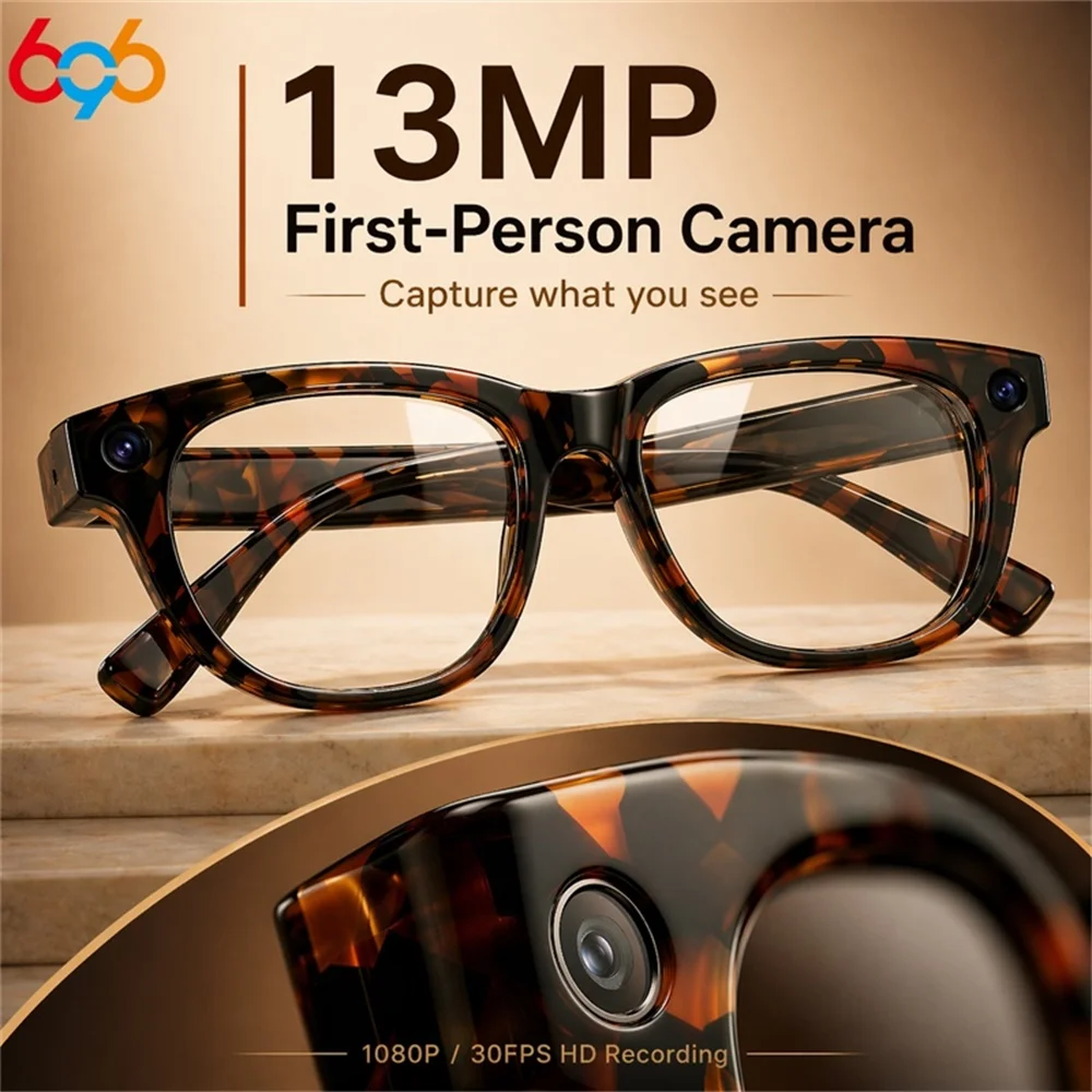 

Men Women AI Intelligent Shooting Glasses 13MP HD Camera 1080P/30FPS Recording Dialogue Translation Blue Tooth Smart Glasses