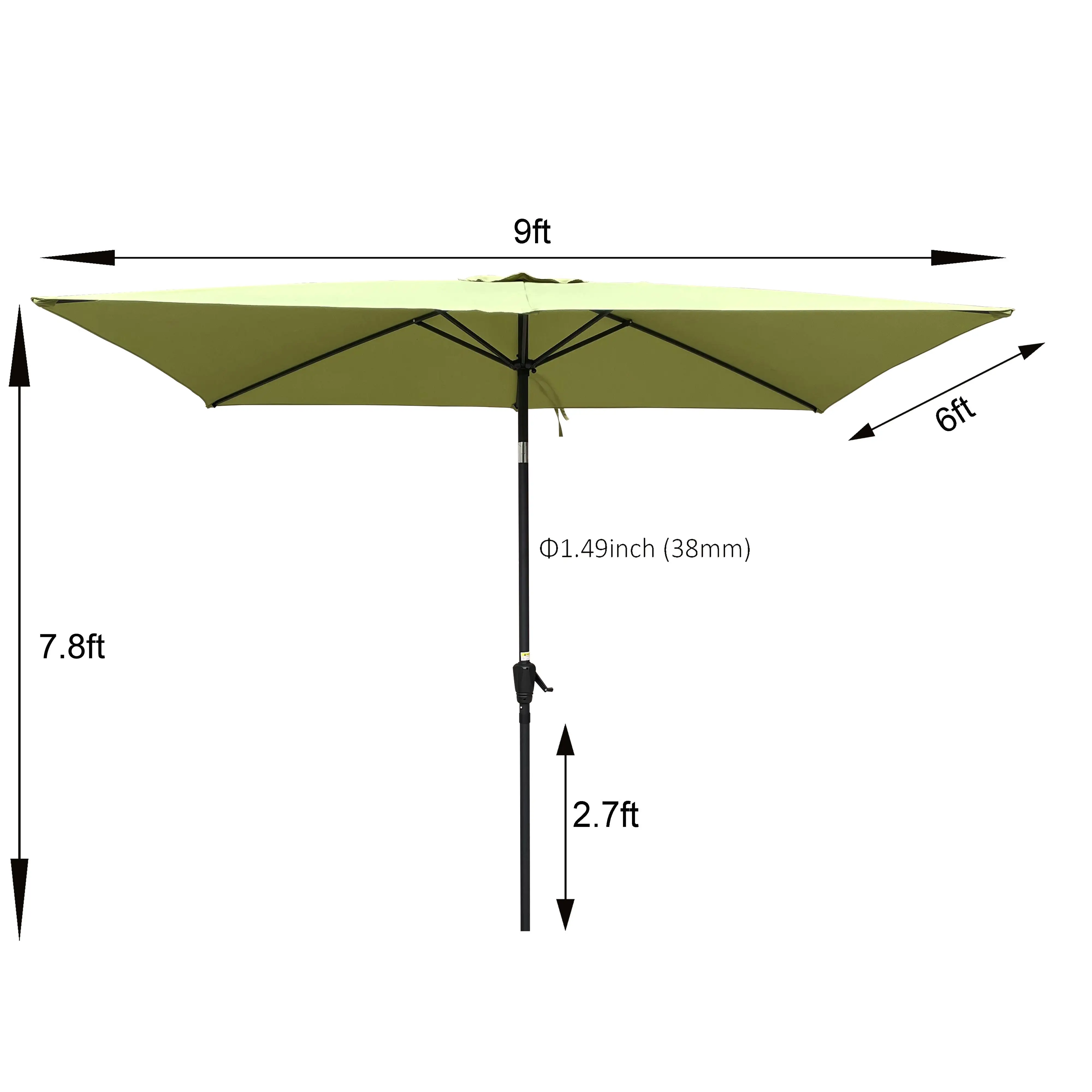 6x9ft Waterproof Patio Umbrella with Crank & Tilt - Perfect for garden , Backyard & Poolside Use