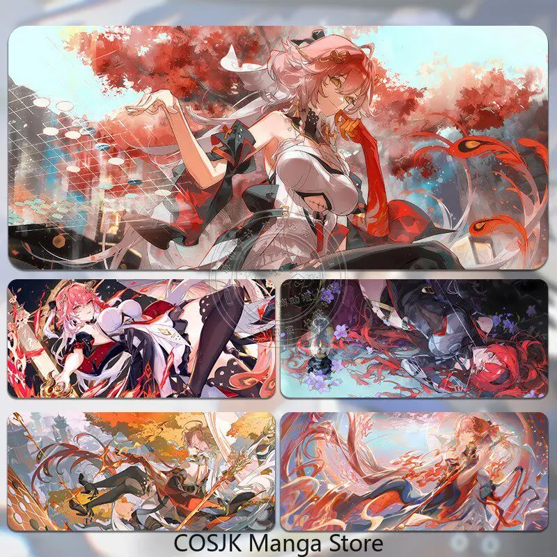 Tapis de souris Anime Wuthering Waves, grand format, bords cousus, surface lisse, antidérapant, pour ordinateur portable