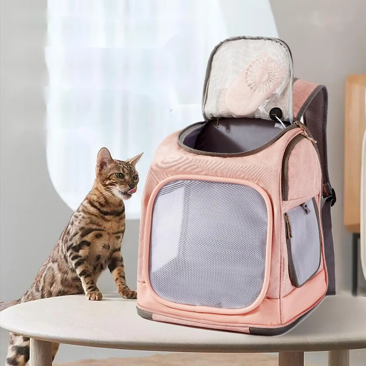 

Pet Carrying Bag Foldable Cat Backpack For Outdoor Travel Ventilation Large Capacity Breathable Cat Carrier Backpack