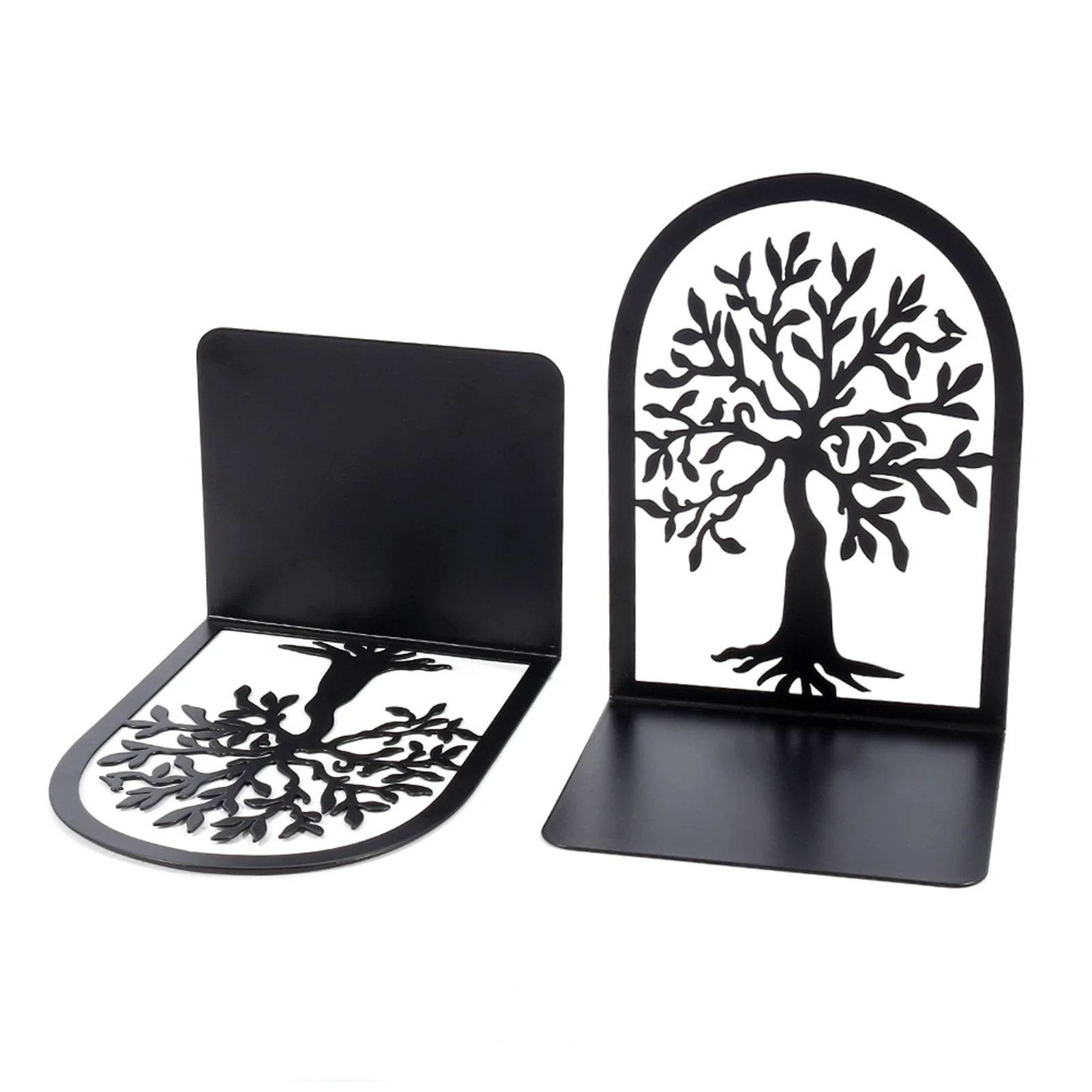 1 زوج ديكور المنزل حامل كتب مكتب المدرسة مكتبة شجرة نمط الثقيلة تصميم فريد من نوعه المعادن المضادة للانزلاق يدعم غلاف الكتب