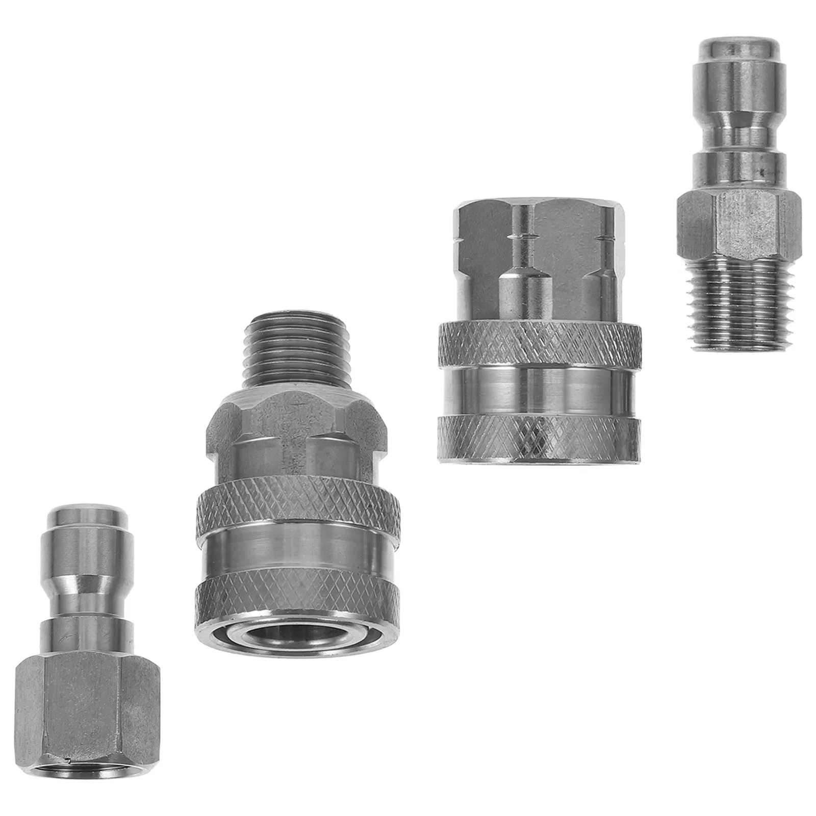 1Set Stainless Steel Quick Connect Adapter Push to Connect Fittings for High Pressure Washer Hose Connector Quick Disconnect
