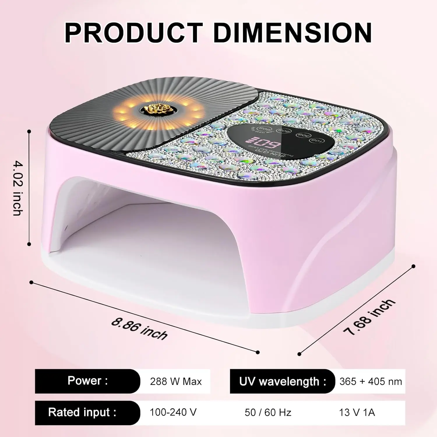 طقم مصابيح أظافر LED بالأشعة فوق البنفسجية، 4 إعدادات للمؤقت، مجفف طلاء جل قابل لإعادة الشحن مع قفازات للأشعة فوق البنفسجية للمانيكير والباديكير