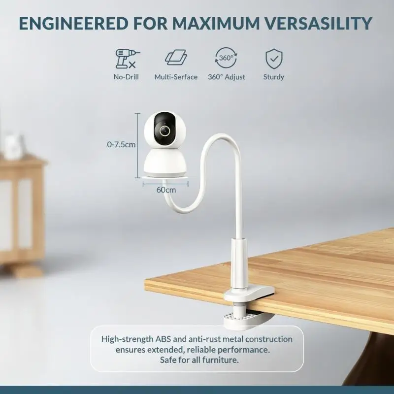 Adjustable Angle Surveillance Camera Clamp Bracket Anti-slip Stable Mount for Cabinet Tabletop Office Security