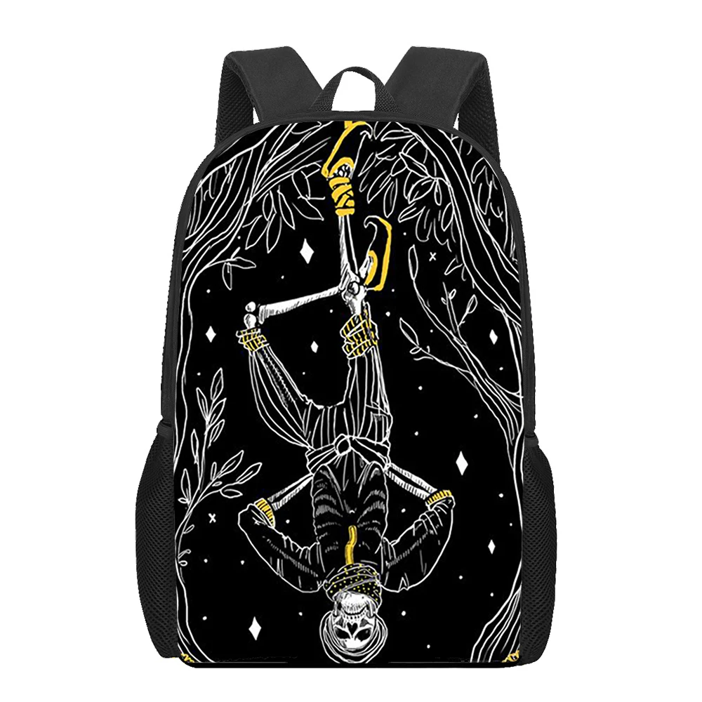 Death Tarot Skull Pattern Printed Backpack Girls Boys Kids Book Bag Teenager Casual Backpack Laptop Backpack Shoulder Rucksack