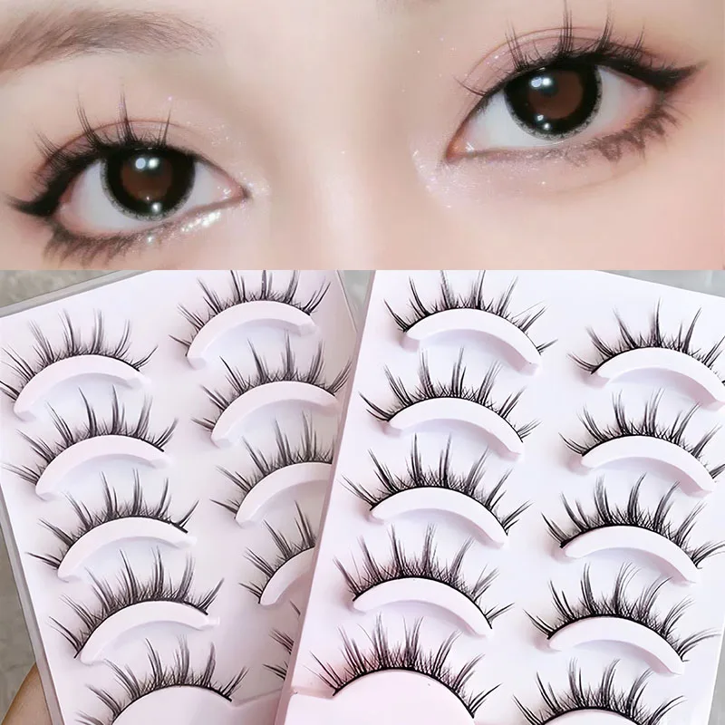 

5 Pairs Manga Lashes Naturally Cosplay False Eyelashes Korean Daily Dating Makeup Thick Eyelashes Free Shipping Wispy Soft