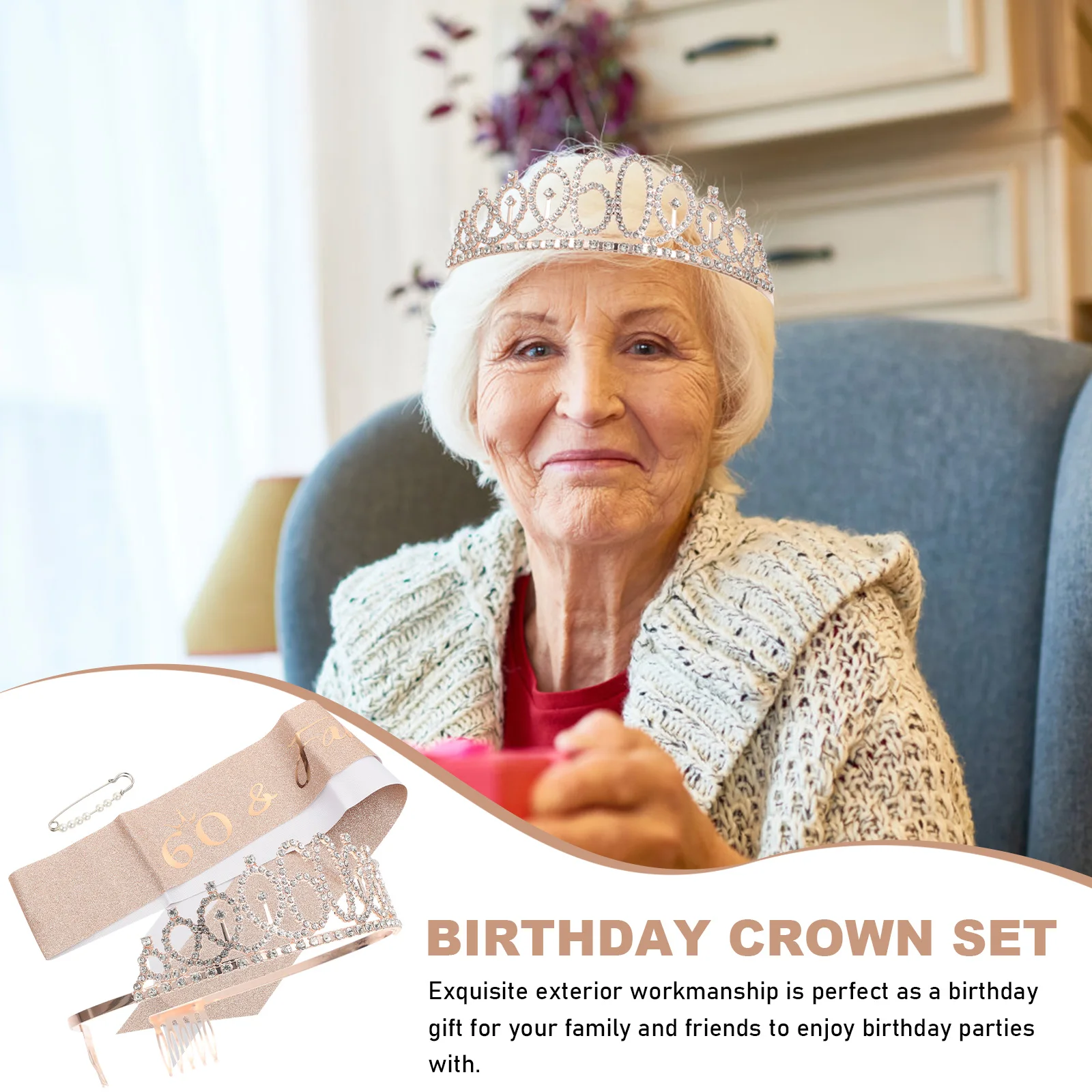 

1 set Birthday Crown Adjustable Shoulder Strap Gifts Birthday Gifts Set Decorative Party Accessories Straw Hat Tools Supplies
