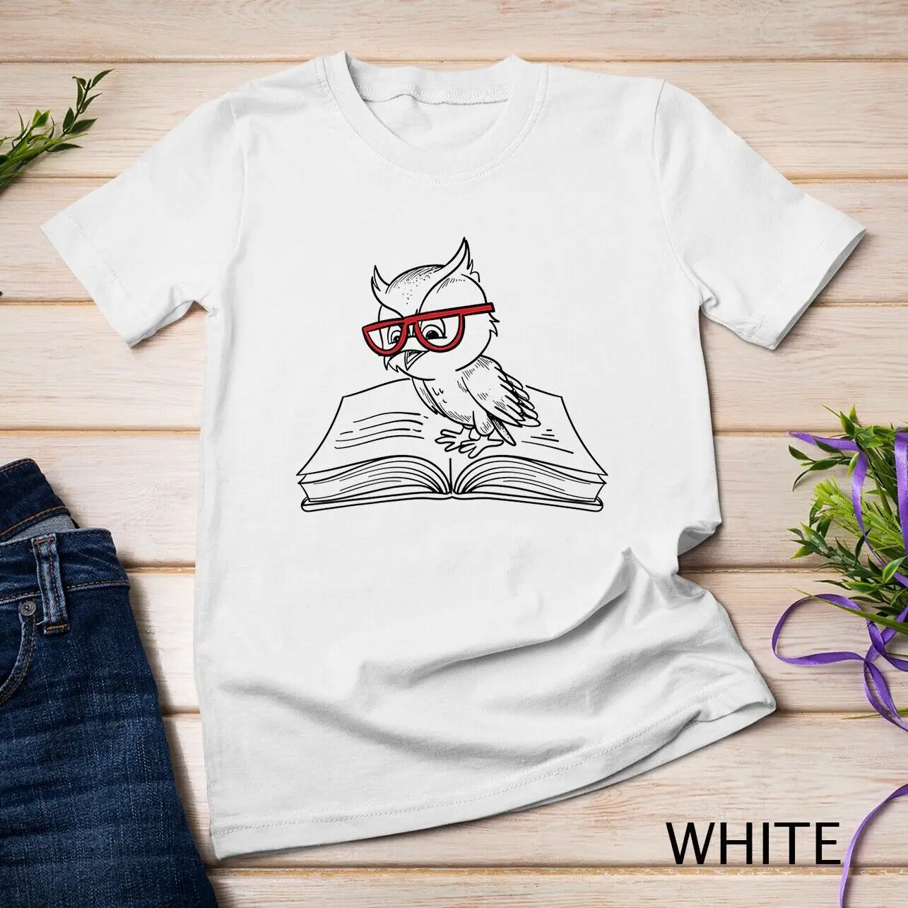 Books and Owls Reading Literature Forest Animal Premium Unisex T-shirt