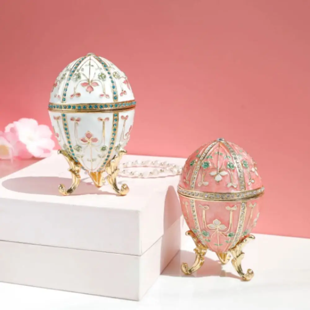 

Beautiful Design Enamel Easter Egg Ornament Creative Decor European Style Easter Egg Jewelry Box Jewelry Box Luxury Gift
