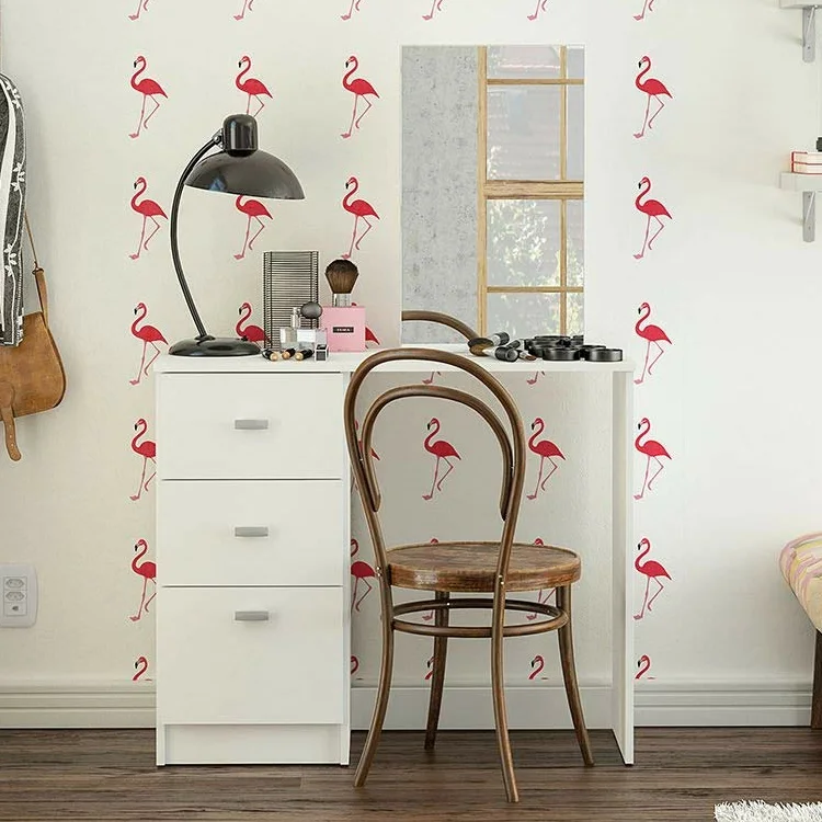 

For Easy Assemble Cosmetics Dressing Table White Color Makeup Organizer for Vanity Vanities Desk with Mirror for Makeup
