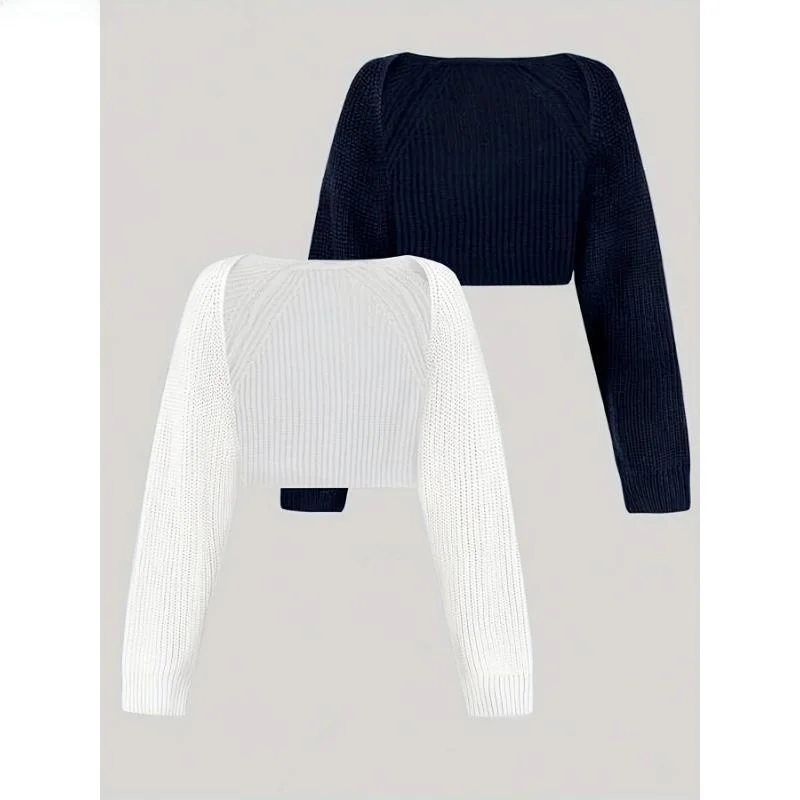 Elegant Long Color Knit Crop Cardigan Women's 2 Pack Ladies Fashion Summer Top Quality Material Regular Sleeve Other Style