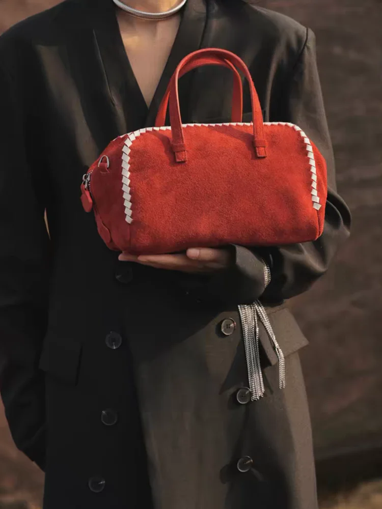 Fashion Simple Versatile Genuine Leather Women Tote Pillow Bag\Handbag Casual Retro Real Leather Lady Shoulder Crossbody Bag New