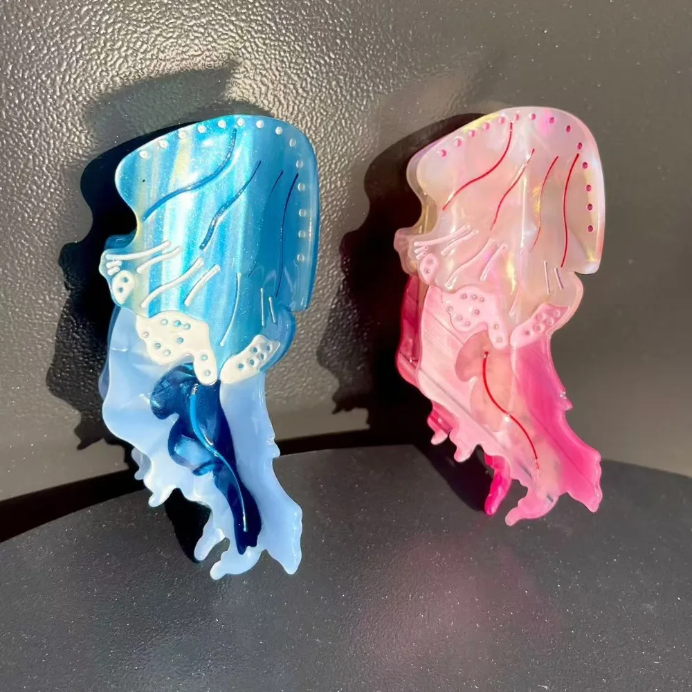 

Trendy Korean Style Jellyfish Hair Claw Acetic Acid Sweet Cartoon Animal Hair Clip Colorful Creative Cute Shark Clip Daily