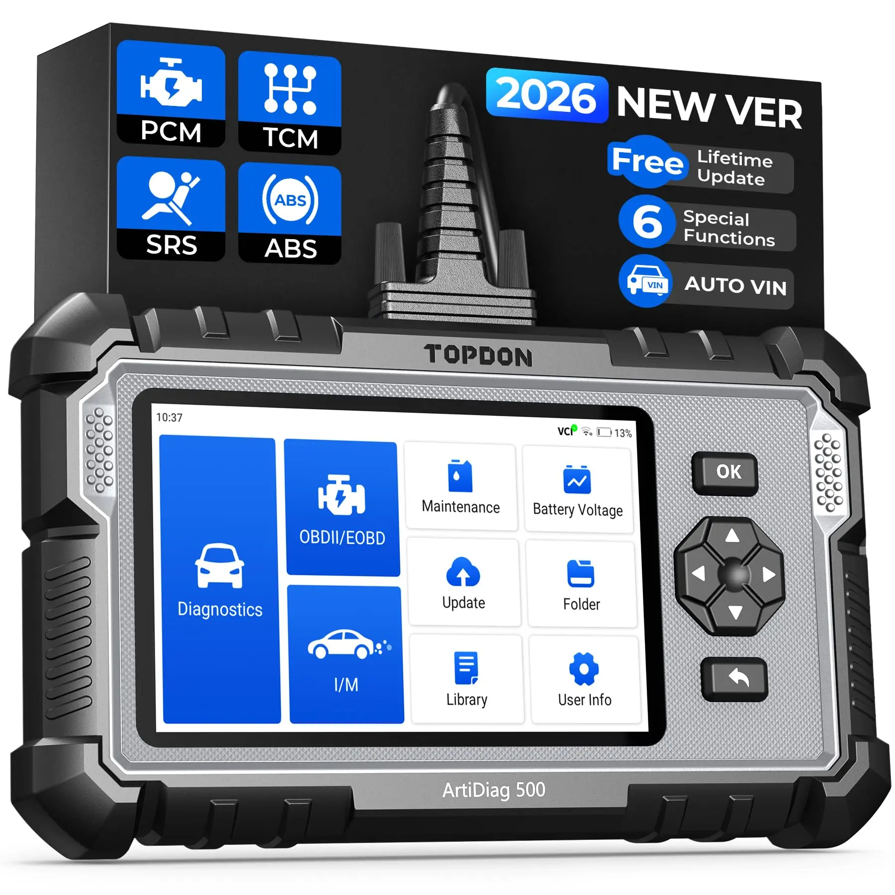 

TOPDON AD500 OBD2 Diagnostic Scanner, Full System Scan Tool with 6+ Service Functions & Lifetime Free Wi-Fi Updates