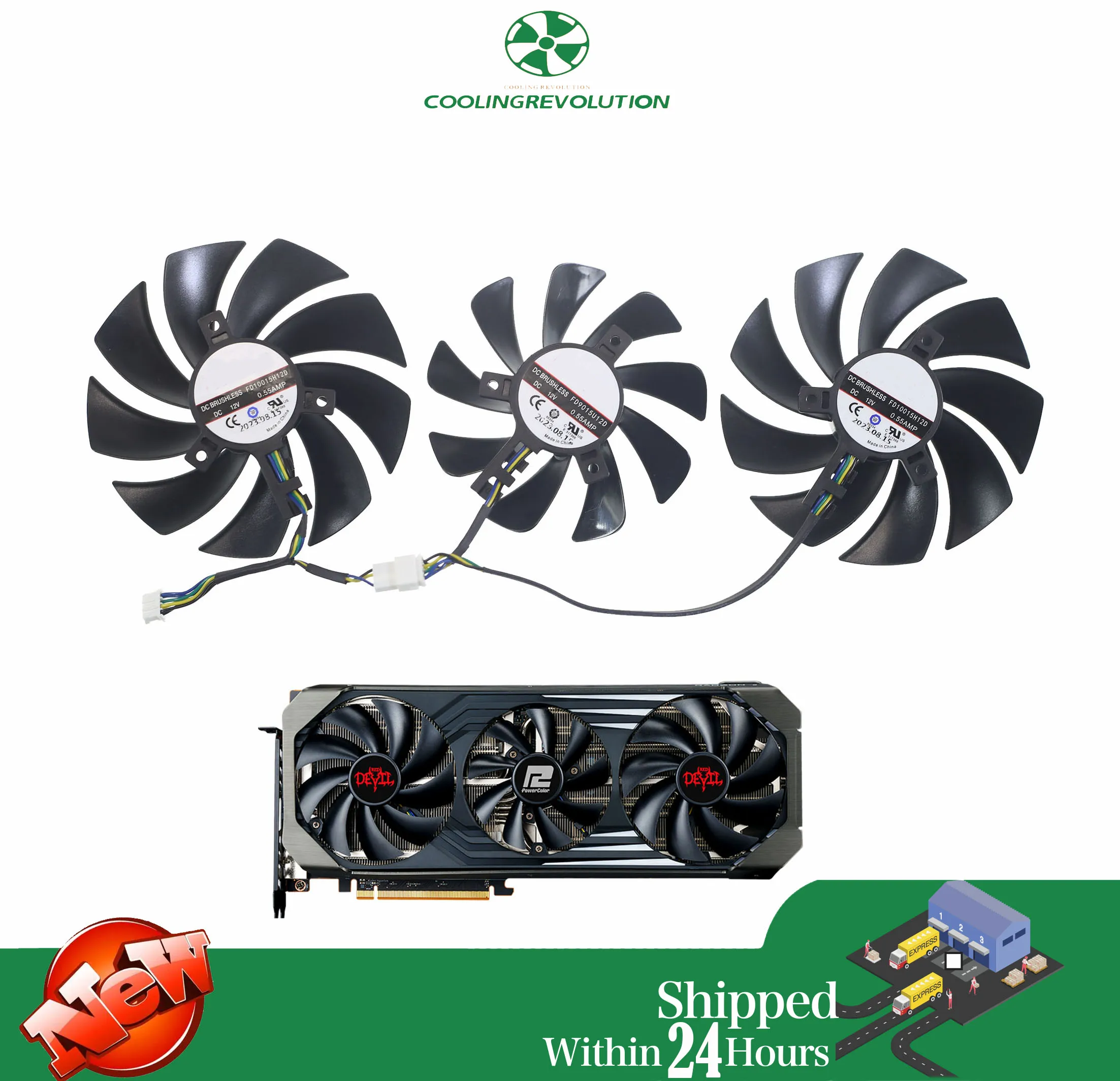 3Pcs Set PD10015H12D FD9015U12D DC12V 0.55AMP 4-Pin Graphics card fan for Powercolor Red Devil Radeon RX 6950 XT RX 6750 XT Fan