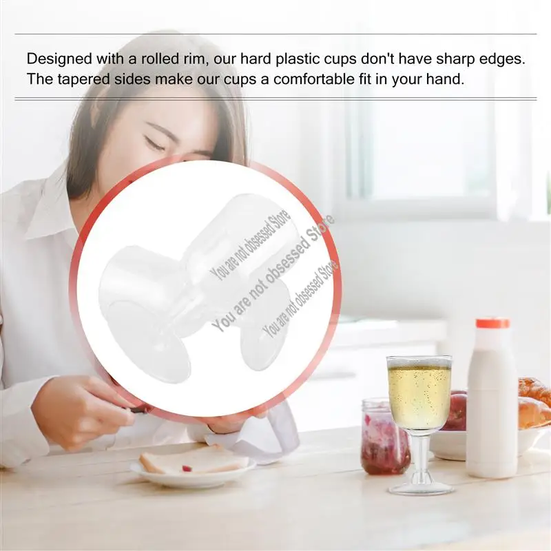 

Clear Plastic Wine Glass Recyclable - Shatterproof Wine Goblet - Disposable & Reusable Cups For Champagne, Dessert-A57X