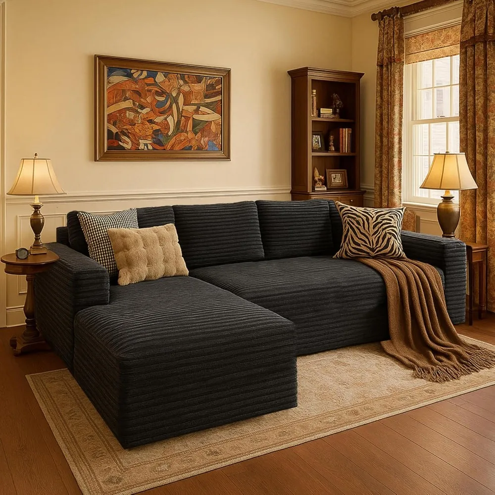 Cloud-Sofagarnitur mit L-förmiger Chaiselongue, modernes modulares Sofa mit tiefem Sitz, moderne, bequeme Möbel, Schlafzimmer, Lounge, Wohnheim, Büro