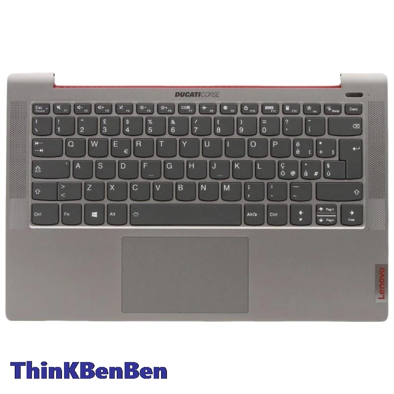 IT Italian Grey Keyboard Upper Case Palmrest Shell Cover For Lenovo Ducati 5 5CB0Z28353