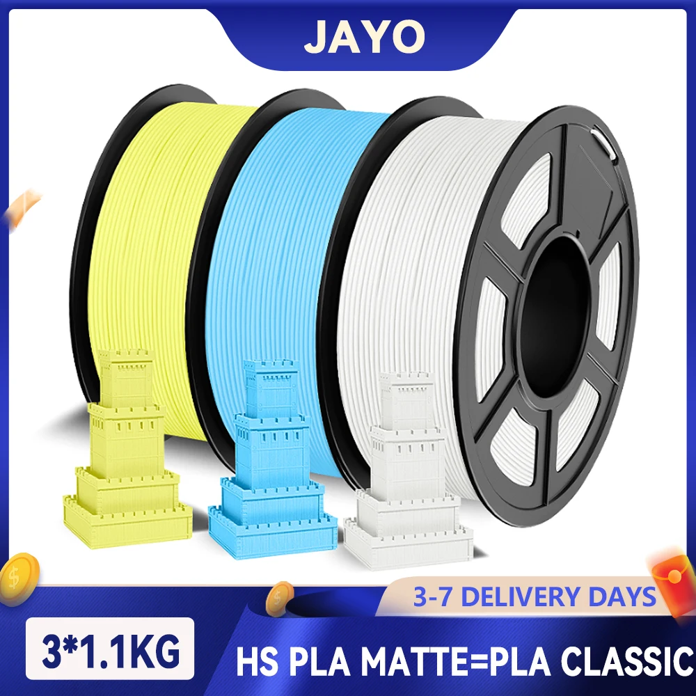 JAYO 3.3KG High Speed Matte  PLA=PLA Classic Filament 1.75mm 30mm/s - 600mm/s Print Range High Flow Speedy PLA Printer Filament