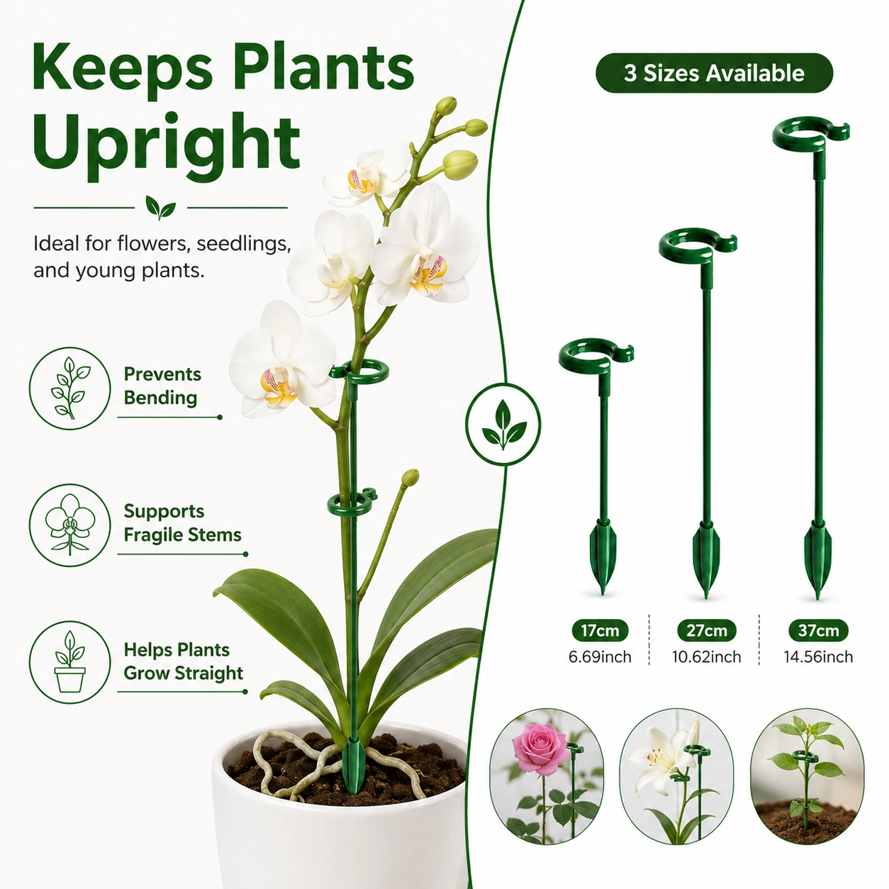 5-20Pcs Plastic Garden Plant Supports Flower Stand Vegetable Bracket Reusable Plant Protection Tool for Indoor & Outdoor Use
