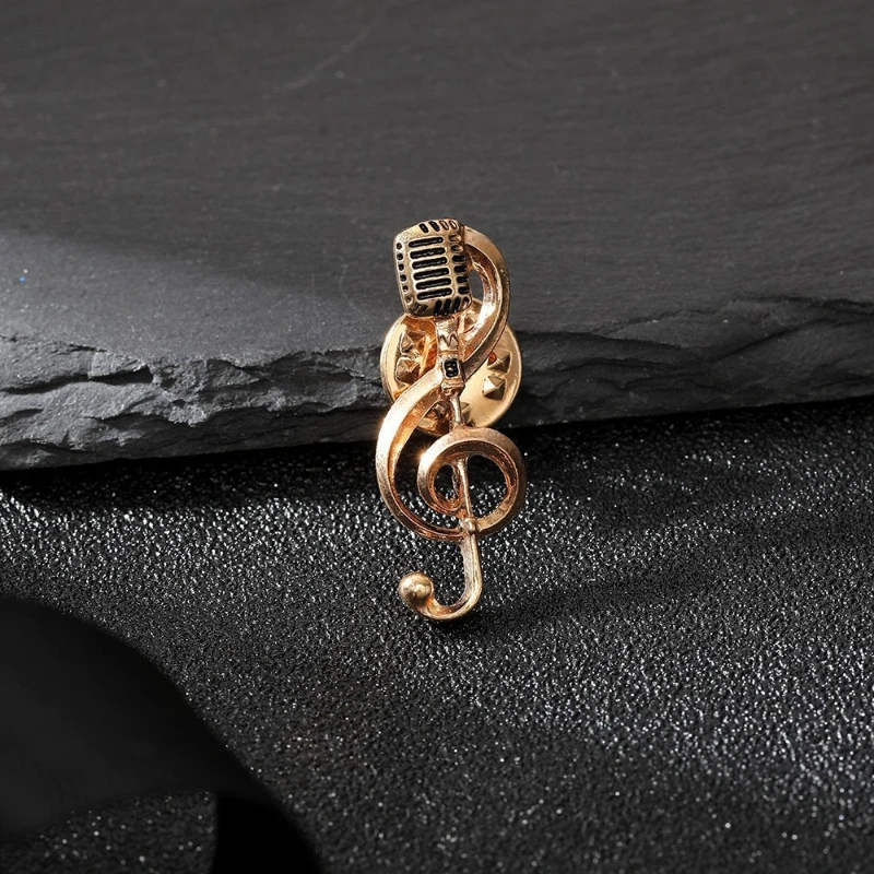 Music note microphone brooch, zinc alloy stamping plating process
