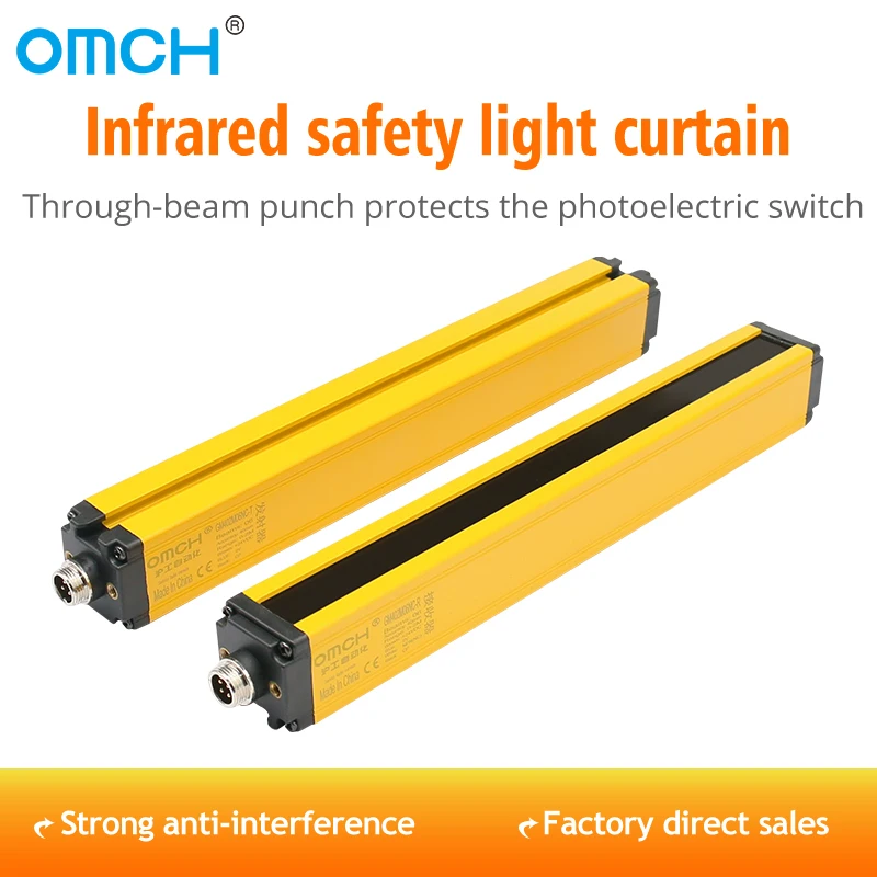 

OMCH Light Curtain Safety Grating 6 Points 40mm NPN NC Safety Light Curtain Sensor Switch Photoelectric Protection Device