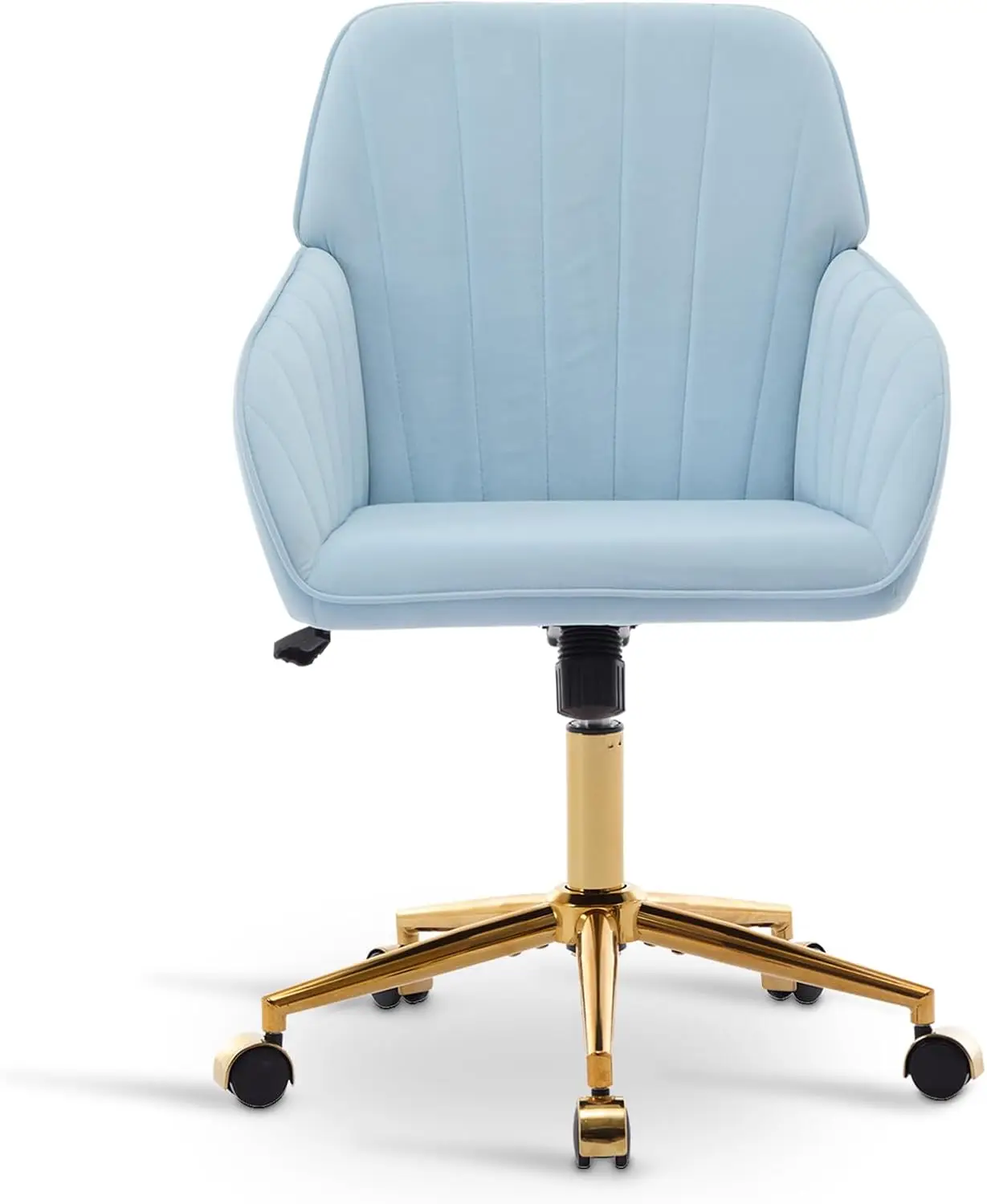 

Velvet Office Desk Chair, Swivel Desk Chair With Wheels And Gold Base, Rolling Makeup Vanity Chair With Back, Comfy Upholstered