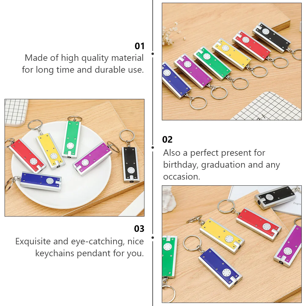 

10Pcs Creative Key Holders LED Flashlight Pendants Durable Material Perfect for Bags Keys Flashlight Keychains