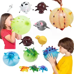 3PCS Children's Fun Dinosaur Ranch Animal Inflatable Balloon Squeezing Soft Ball Balloon Party Fun Game Gifts