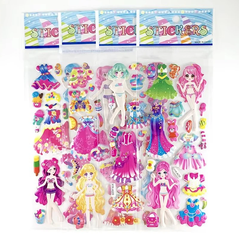 6/12/24 Stück 3D-Briefpapieraufkleber zum Anziehen, Mädchen, Schule, Belohnungen, Stile, wiederverwendbar, Büro, Kultur- und Bildungsbedarf, TMZ