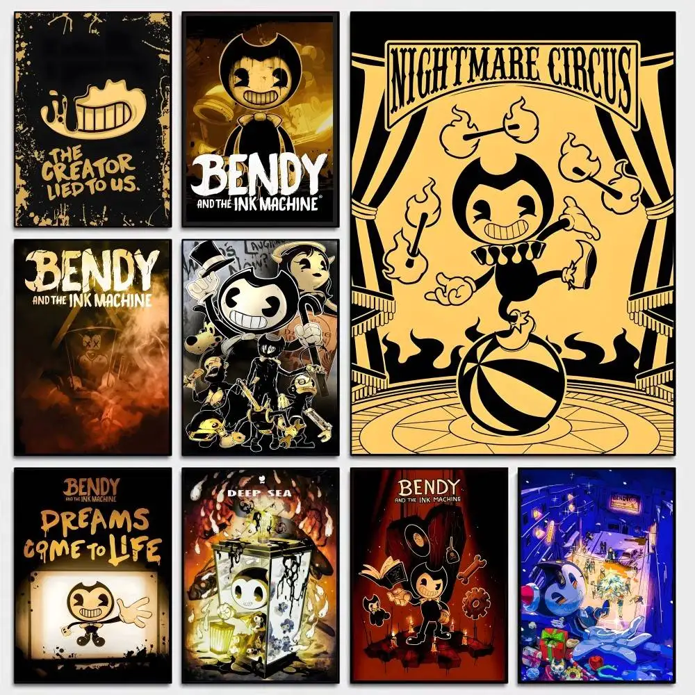 1pc Game Bendy And The Ink Machine Classic Vintage Posters Whitepaper Prints Posters Artwork Kawaii Room Decor