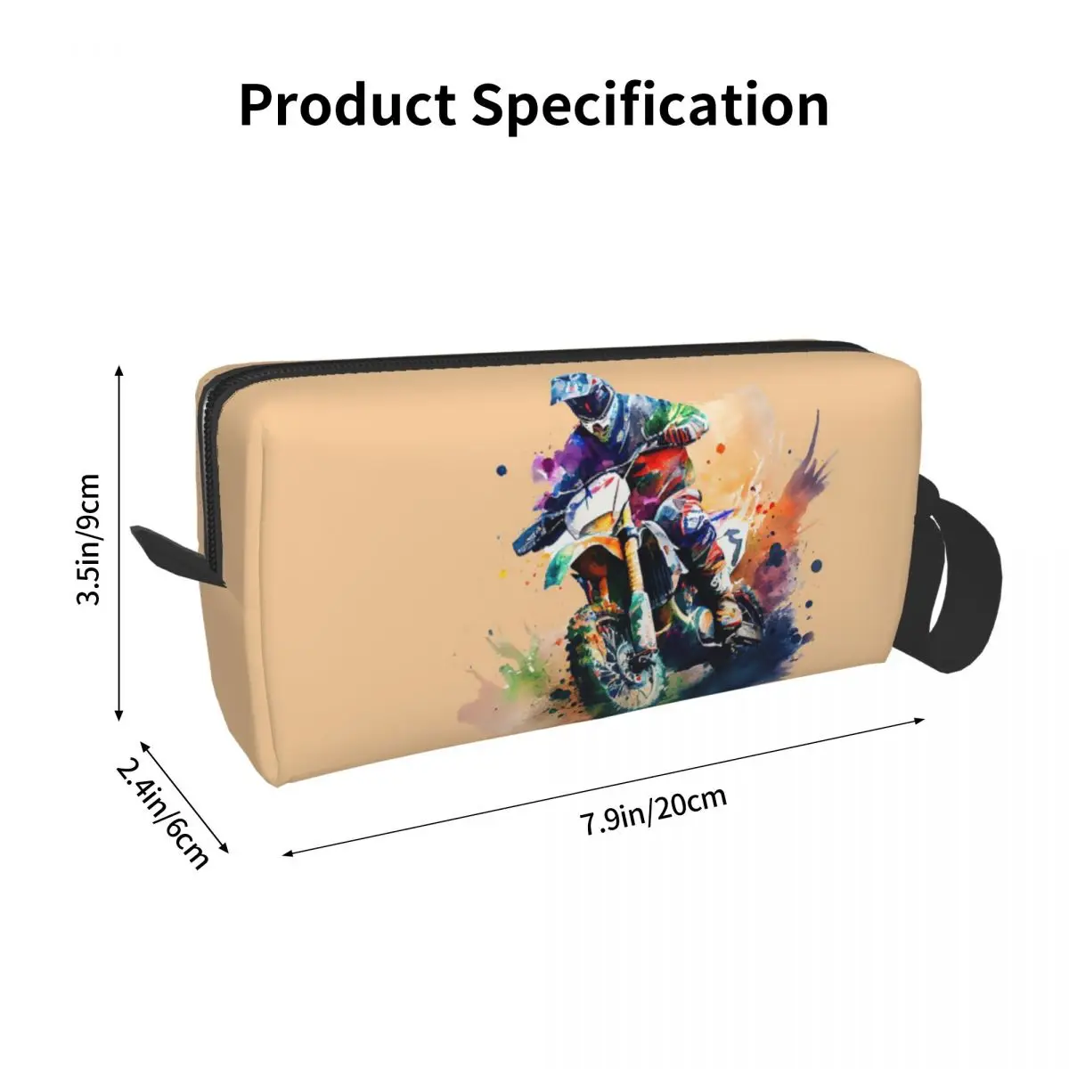 Mountain Motocross Rider Ink Painting Pencil Case for Gifts Pen Box Pencil Bag Stationery Supplies Travel Women Organizer Pouch