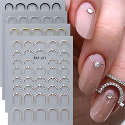 Silver Gold Lines Stripe Nail Sticker Decals Metal Strip Luxury Nails Slider 3D Self Adhesive Design Nail Art Stickers Paper